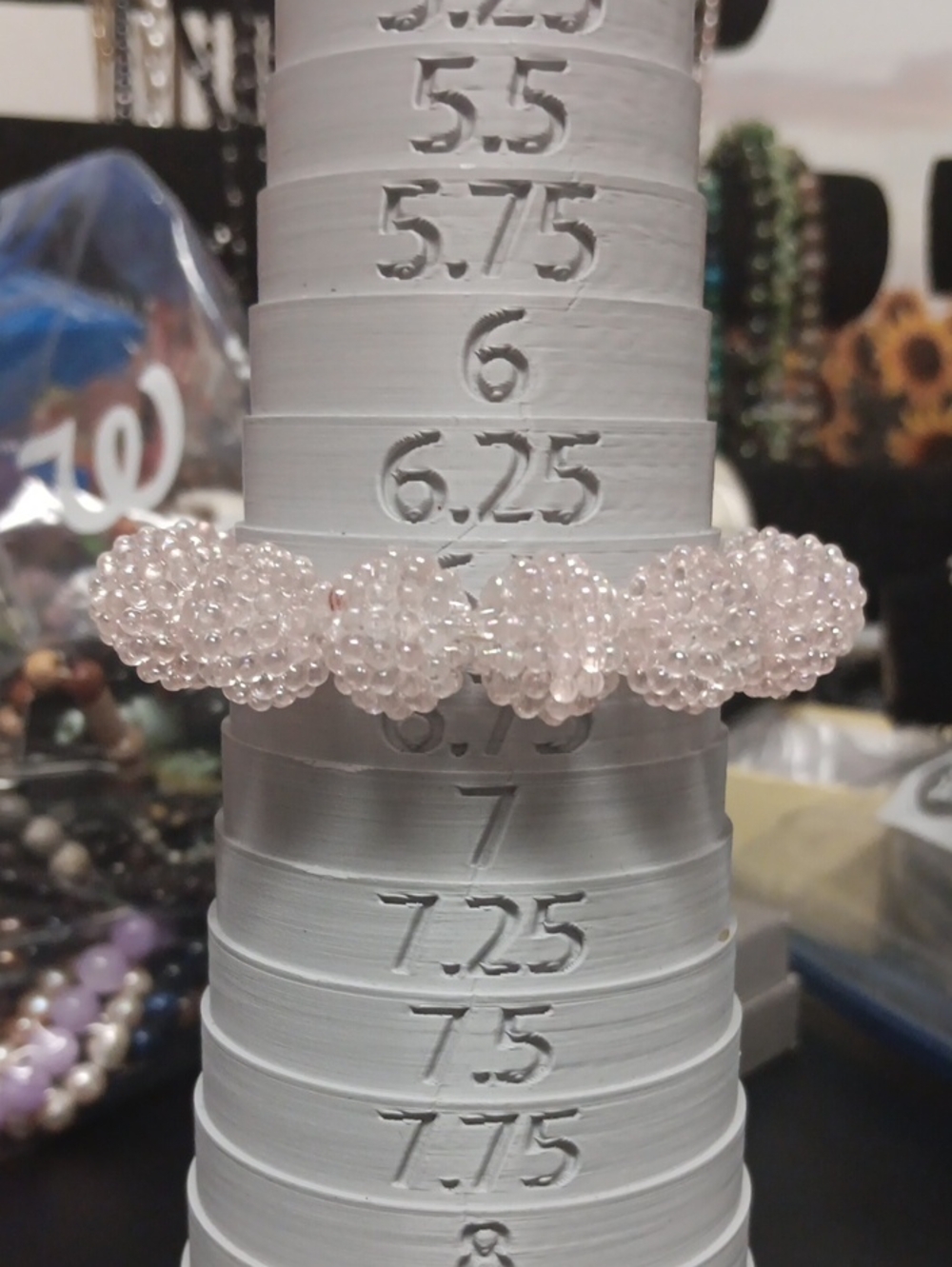 Beaded Bubble Stretch Bracelet - Light Pink Resin